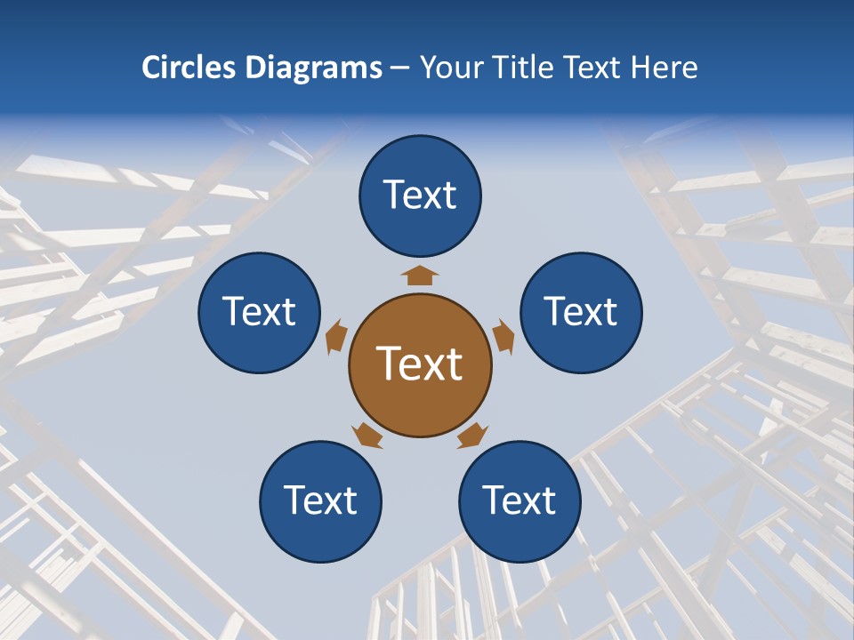 New Residential Construction Home Framing Against A Deep Blue Sky. PowerPoint Template