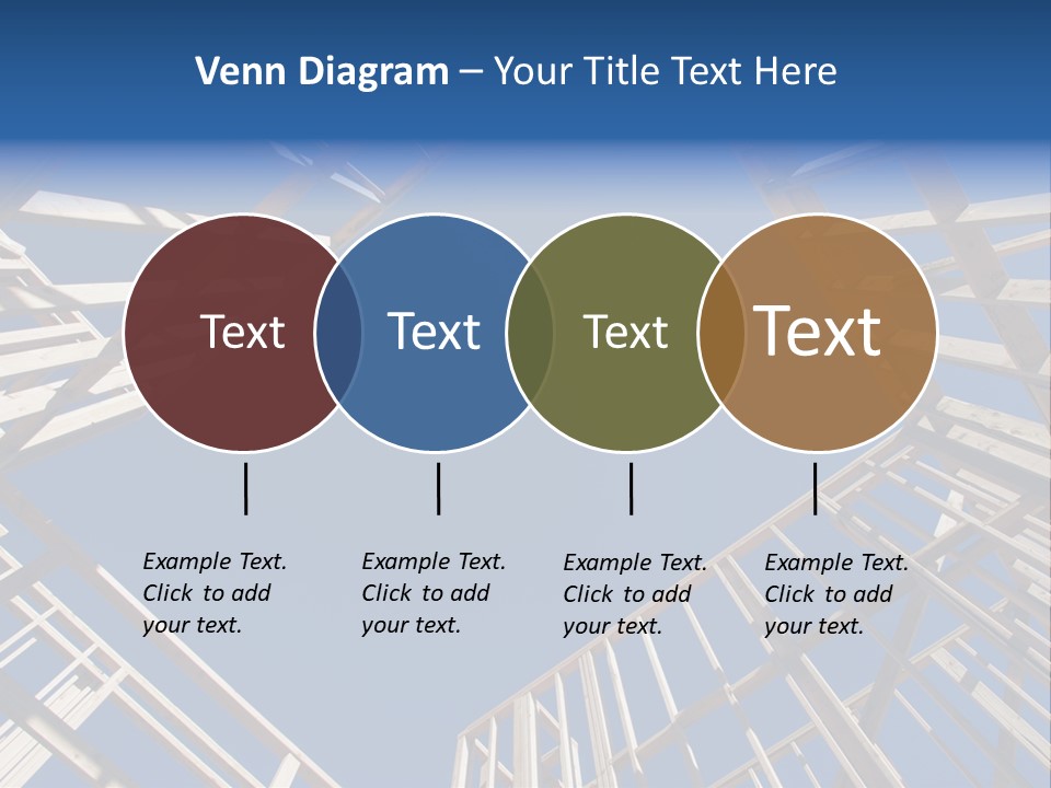 New Residential Construction Home Framing Against A Deep Blue Sky. PowerPoint Template