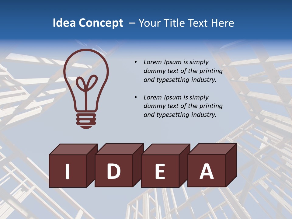 New Residential Construction Home Framing Against A Deep Blue Sky. PowerPoint Template