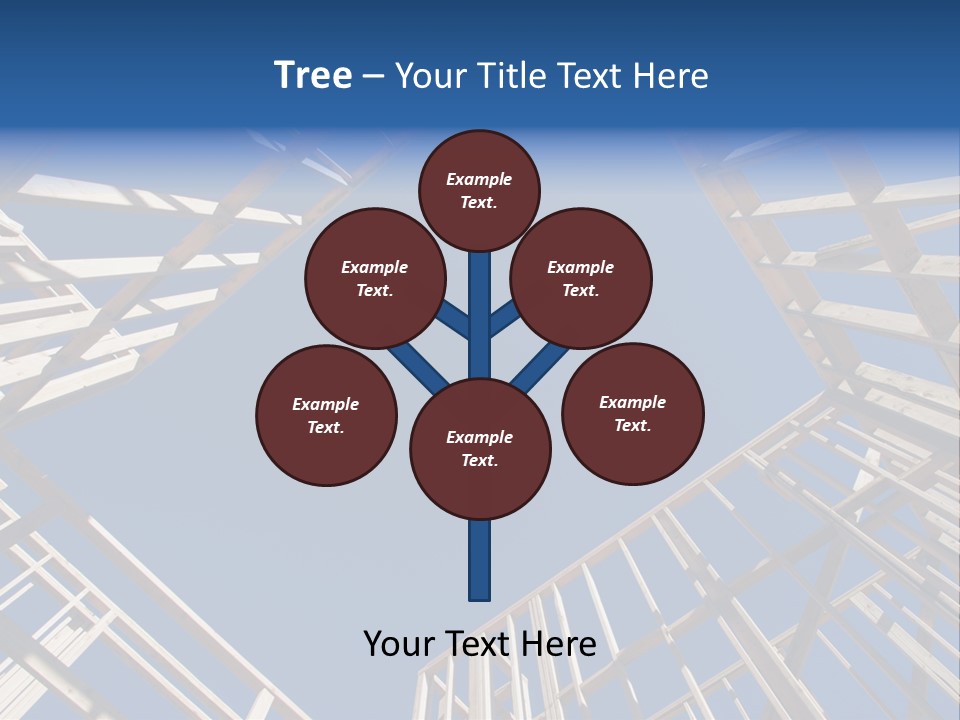 New Residential Construction Home Framing Against A Deep Blue Sky. PowerPoint Template