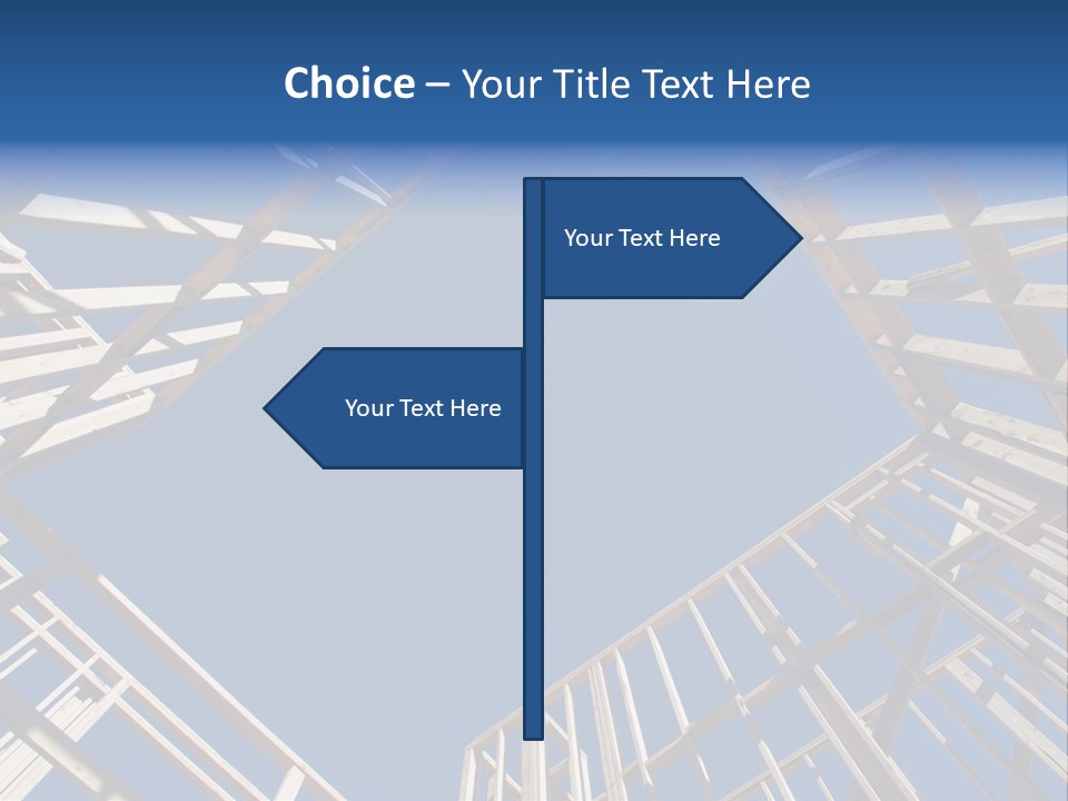 New Residential Construction Home Framing Against A Deep Blue Sky. PowerPoint Template