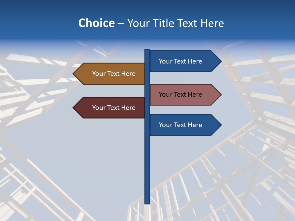 New Residential Construction Home Framing Against A Deep Blue Sky. PowerPoint Template