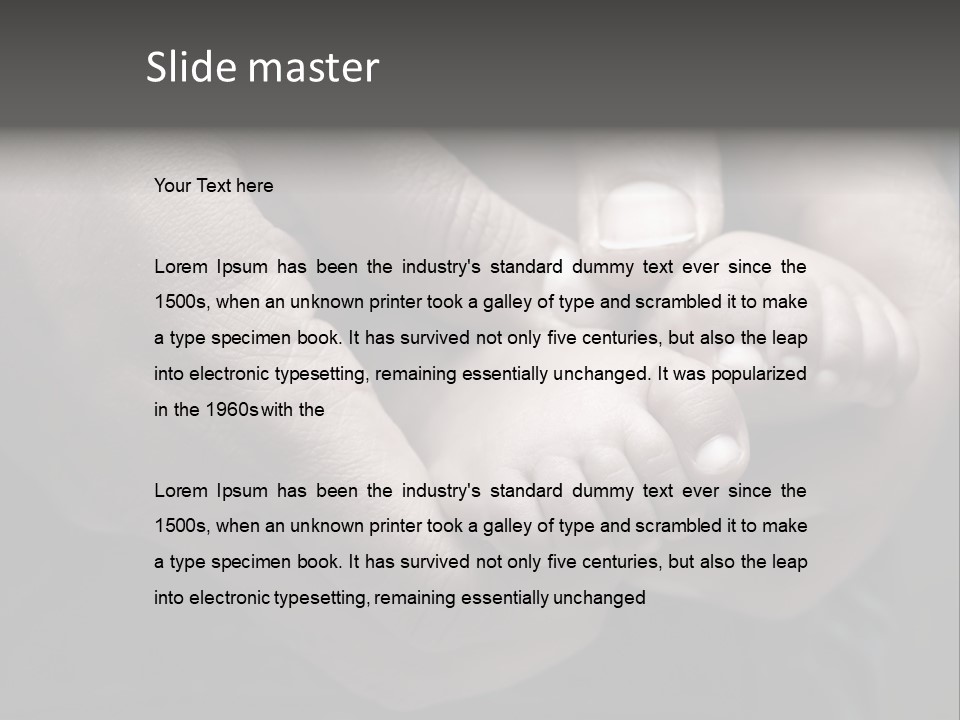 Father Hands Holding Baby's Feet- Sepia Tone, Low Dof PowerPoint Template