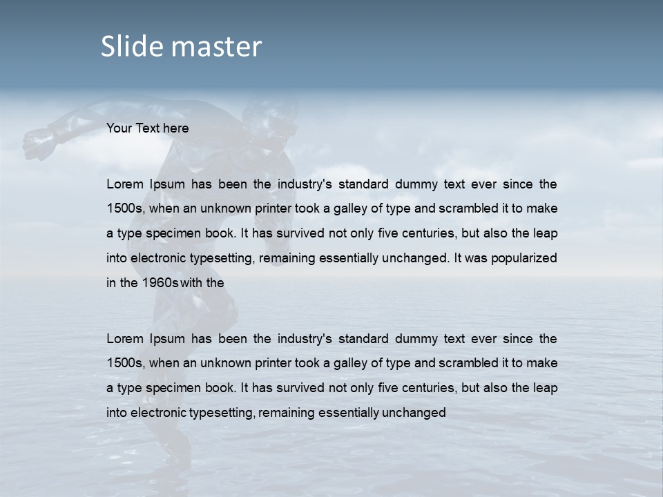 Liquid Man Run Over The Ocean - 3D Illustration PowerPoint Template