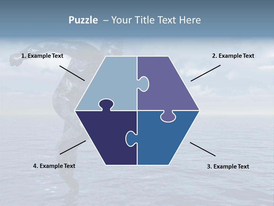 Liquid Man Run Over The Ocean - 3D Illustration PowerPoint Template