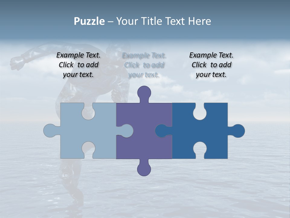 Liquid Man Run Over The Ocean - 3D Illustration PowerPoint Template