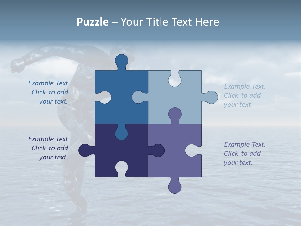 Liquid Man Run Over The Ocean - 3D Illustration PowerPoint Template