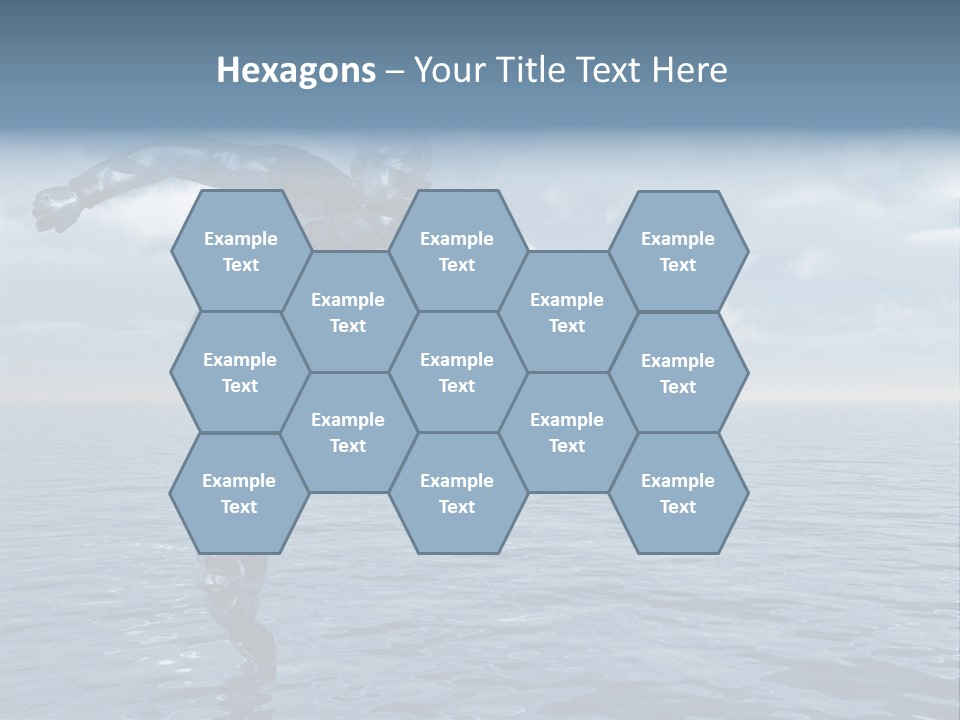 Liquid Man Run Over The Ocean - 3D Illustration PowerPoint Template