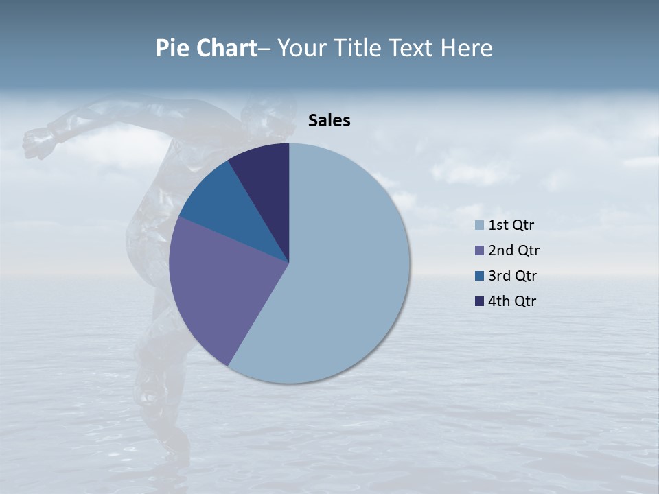 Liquid Man Run Over The Ocean - 3D Illustration PowerPoint Template