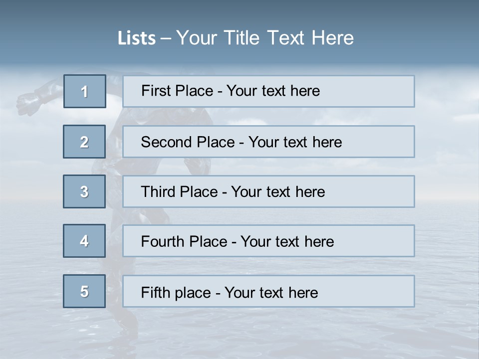 Liquid Man Run Over The Ocean - 3D Illustration PowerPoint Template