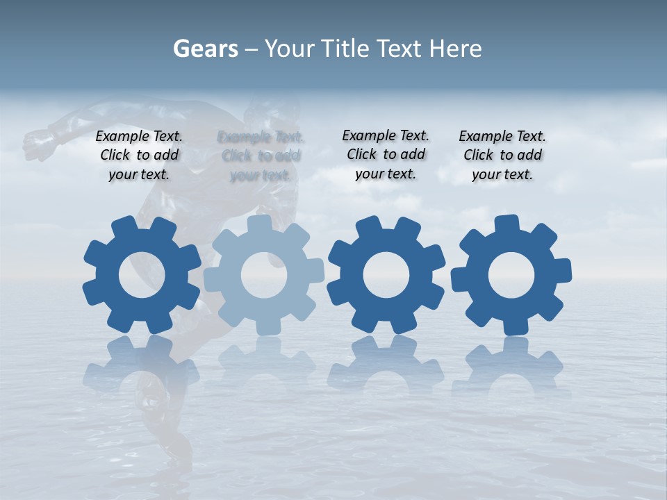 Liquid Man Run Over The Ocean - 3D Illustration PowerPoint Template