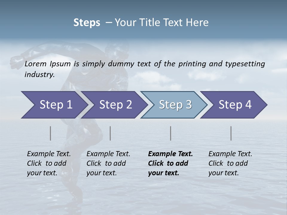 Liquid Man Run Over The Ocean - 3D Illustration PowerPoint Template