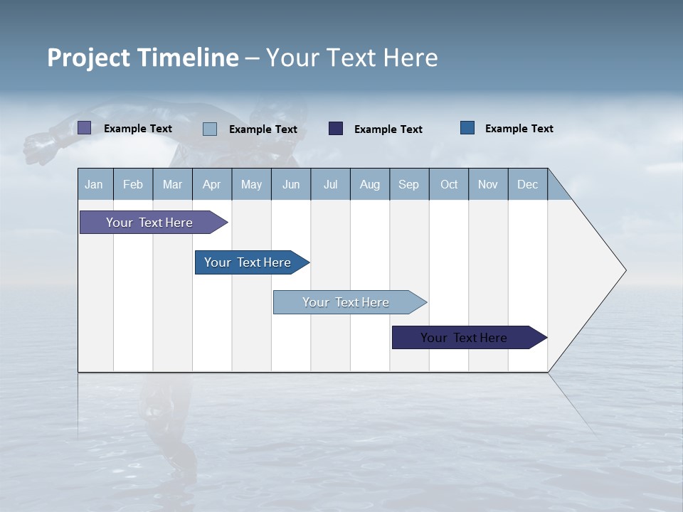 Liquid Man Run Over The Ocean - 3D Illustration PowerPoint Template