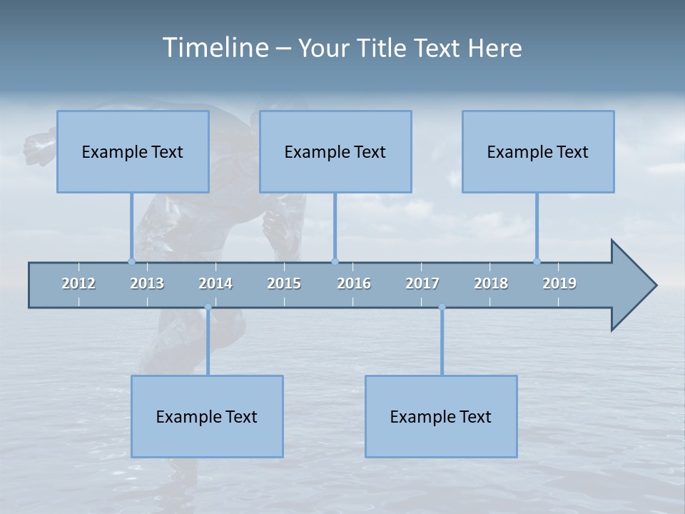 Liquid Man Run Over The Ocean - 3D Illustration PowerPoint Template
