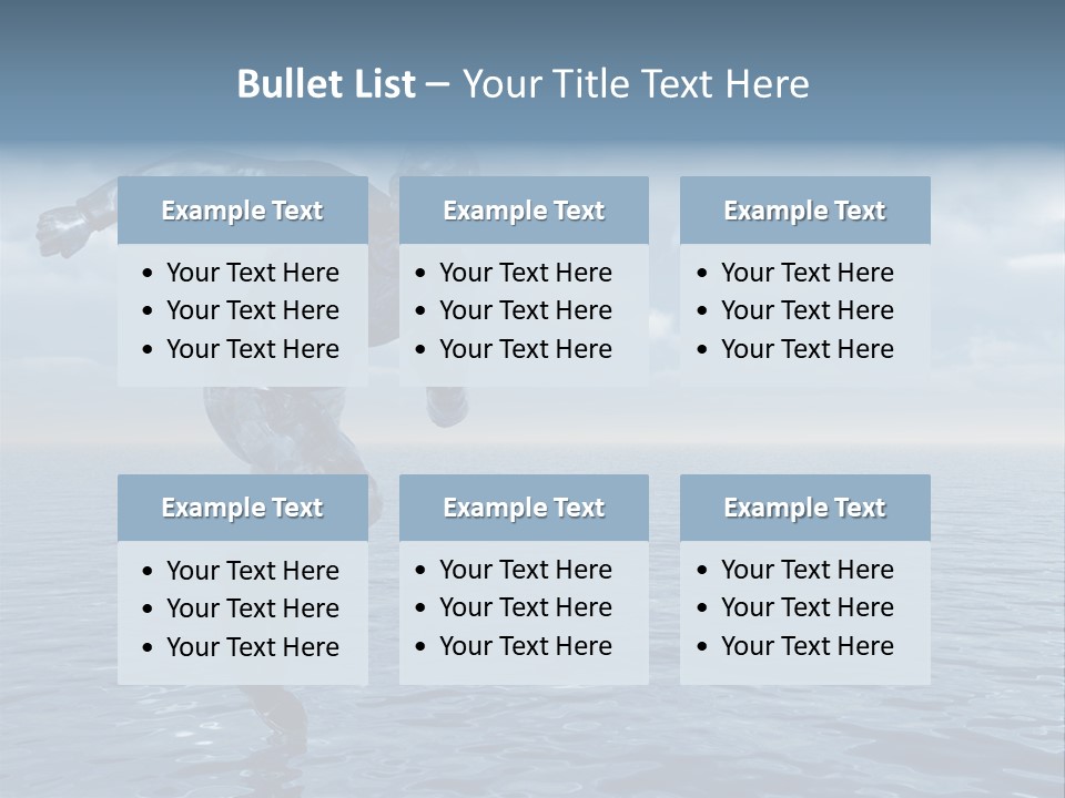 Liquid Man Run Over The Ocean - 3D Illustration PowerPoint Template