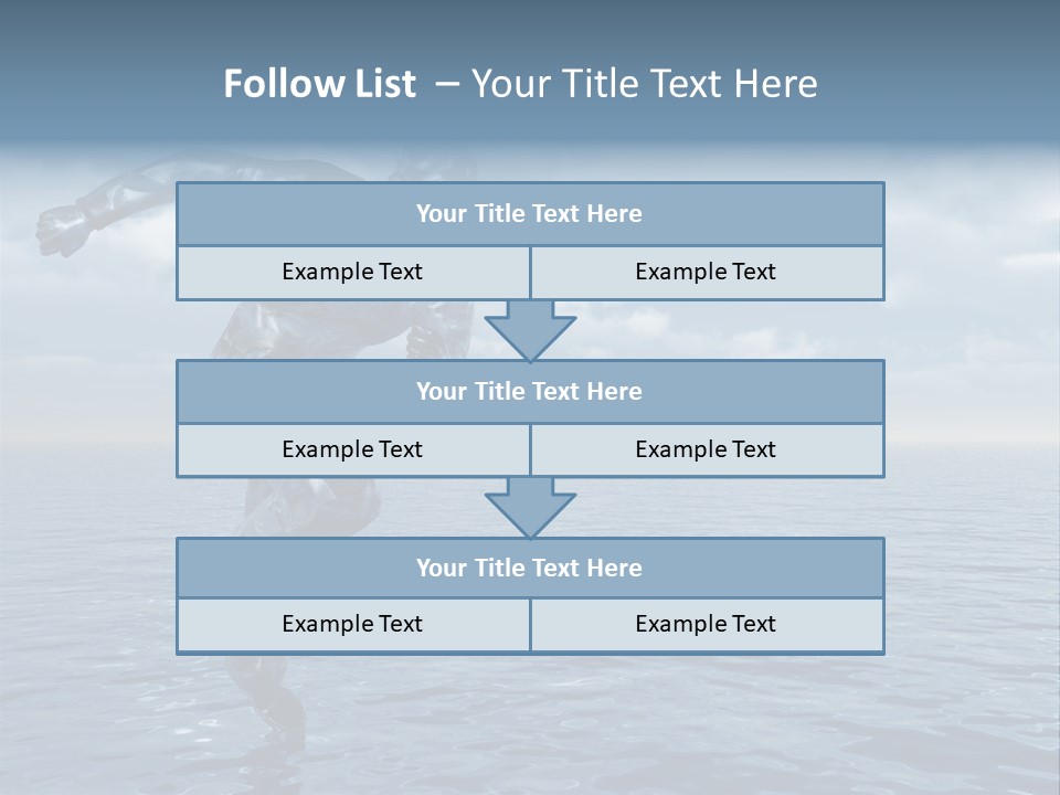 Liquid Man Run Over The Ocean - 3D Illustration PowerPoint Template