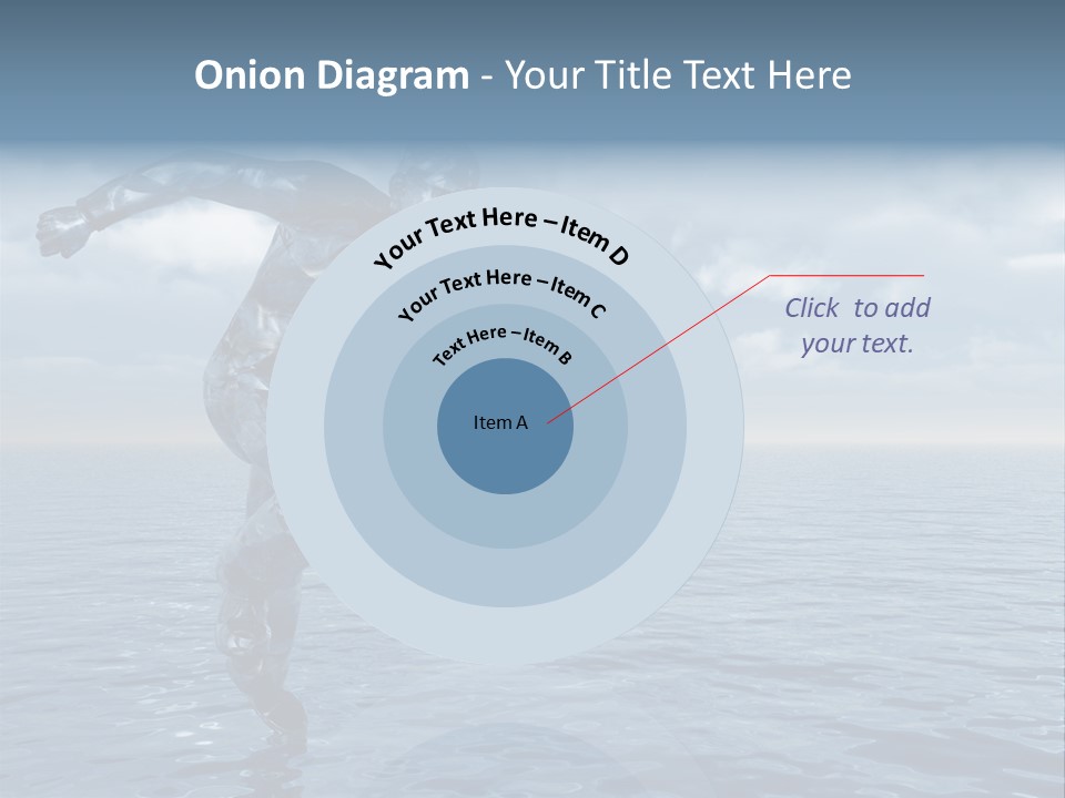 Liquid Man Run Over The Ocean - 3D Illustration PowerPoint Template