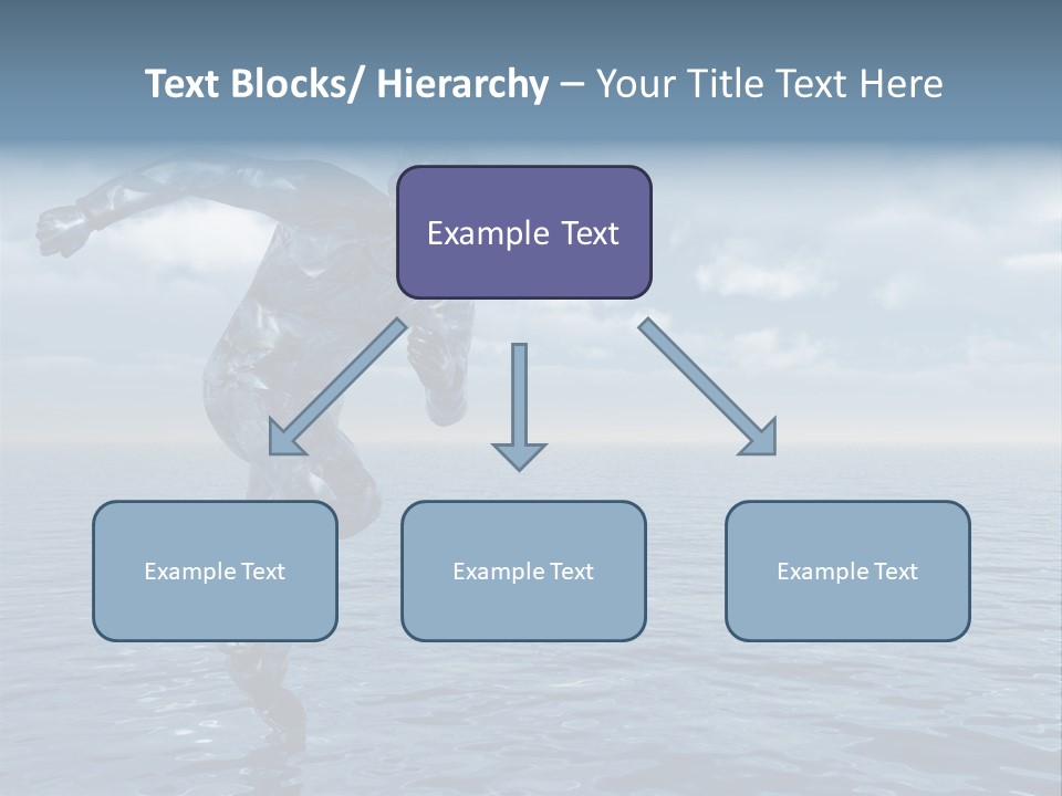 Liquid Man Run Over The Ocean - 3D Illustration PowerPoint Template