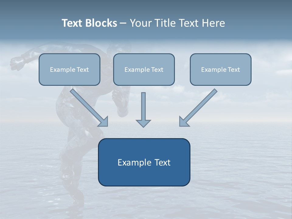 Liquid Man Run Over The Ocean - 3D Illustration PowerPoint Template