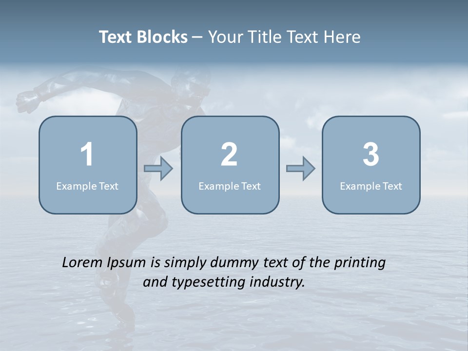 Liquid Man Run Over The Ocean - 3D Illustration PowerPoint Template