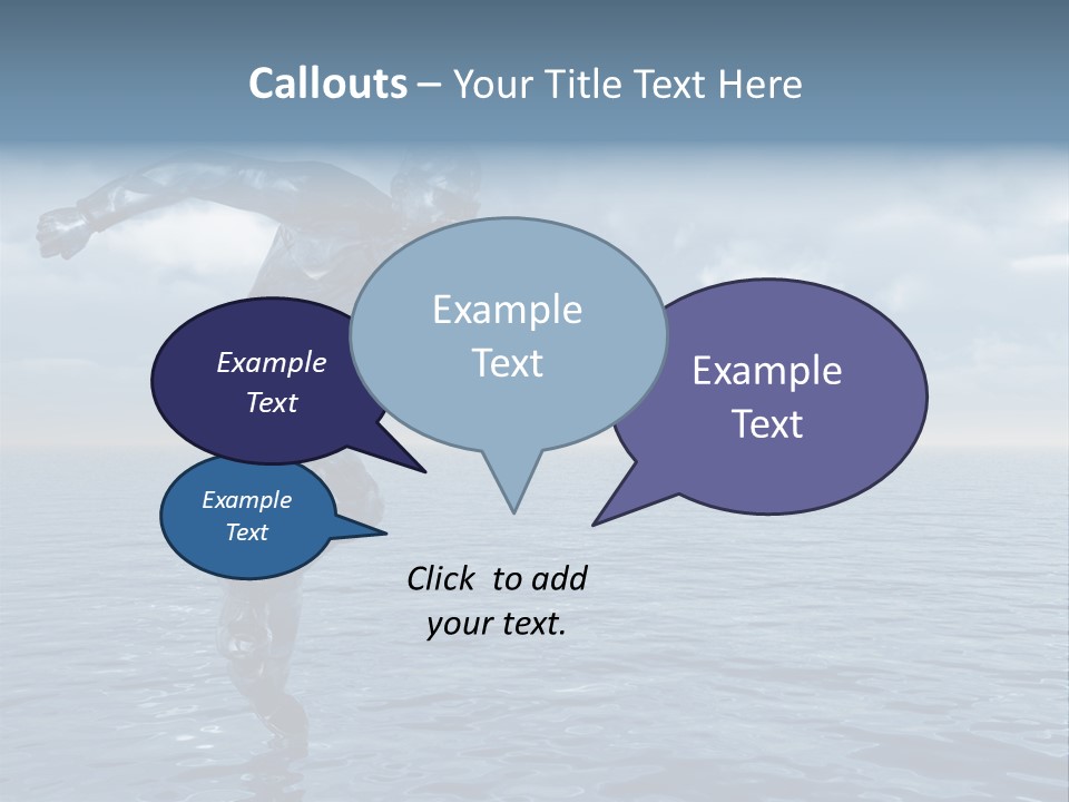 Liquid Man Run Over The Ocean - 3D Illustration PowerPoint Template