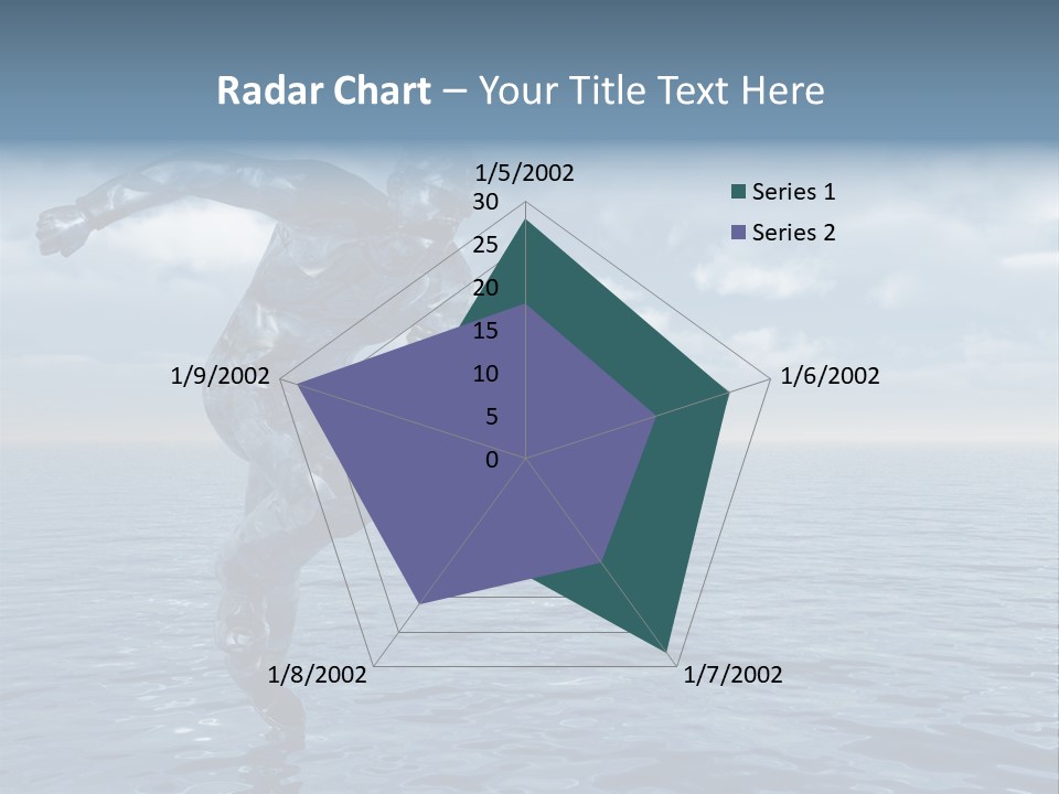 Liquid Man Run Over The Ocean - 3D Illustration PowerPoint Template