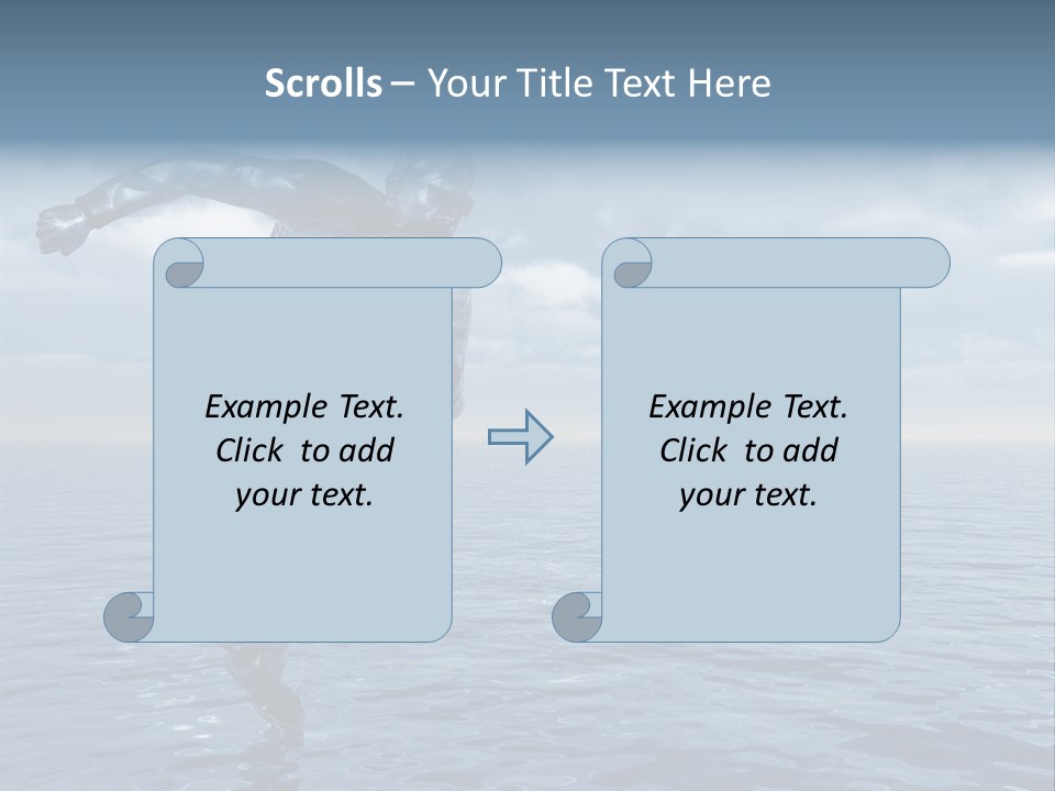 Liquid Man Run Over The Ocean - 3D Illustration PowerPoint Template
