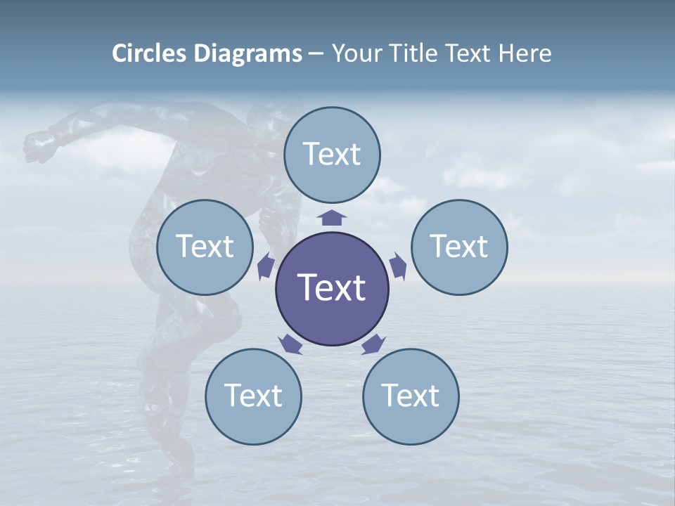 Liquid Man Run Over The Ocean - 3D Illustration PowerPoint Template