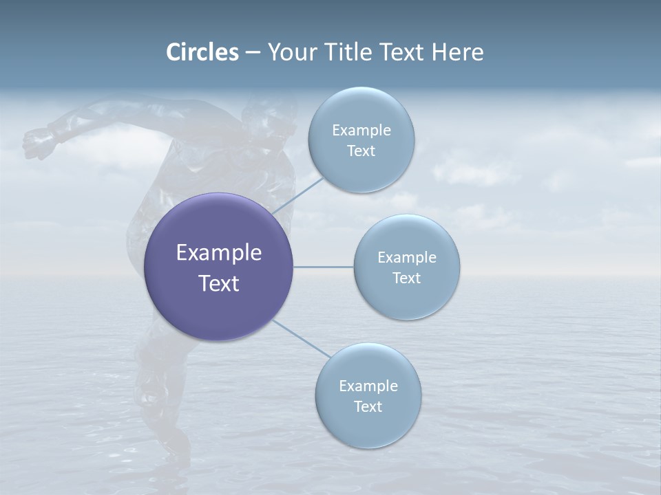 Liquid Man Run Over The Ocean - 3D Illustration PowerPoint Template