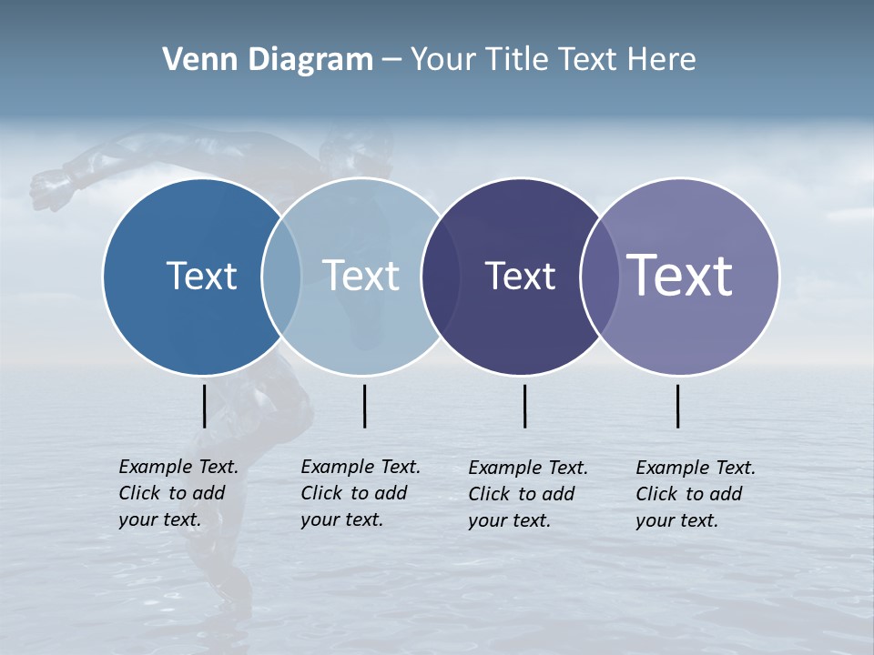 Liquid Man Run Over The Ocean - 3D Illustration PowerPoint Template