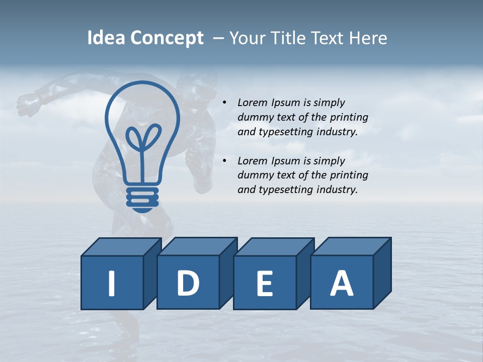 Liquid Man Run Over The Ocean - 3D Illustration PowerPoint Template