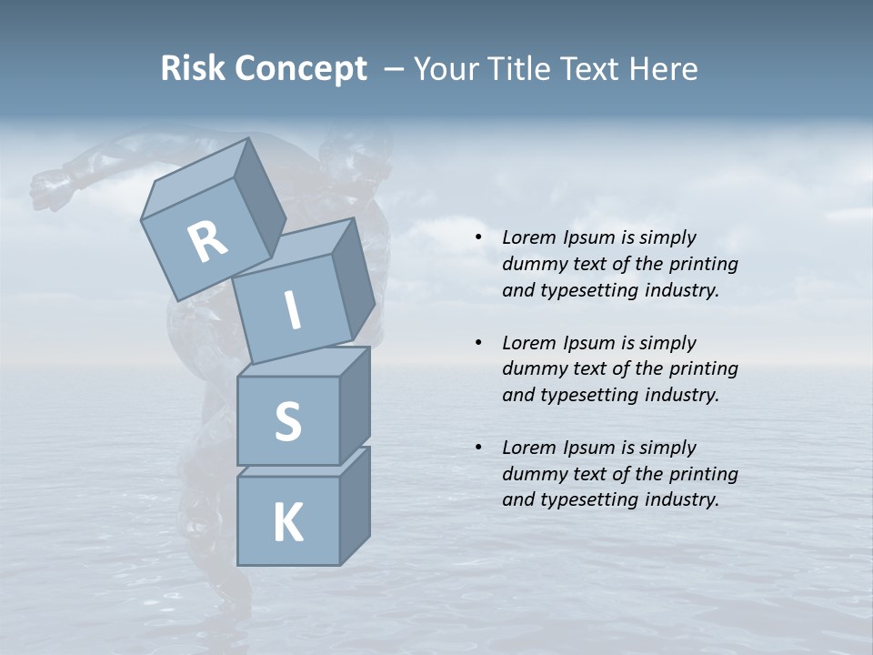 Liquid Man Run Over The Ocean - 3D Illustration PowerPoint Template