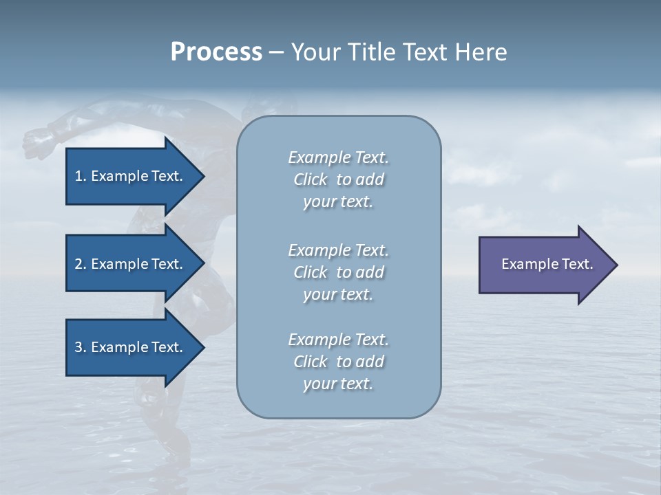 Liquid Man Run Over The Ocean - 3D Illustration PowerPoint Template