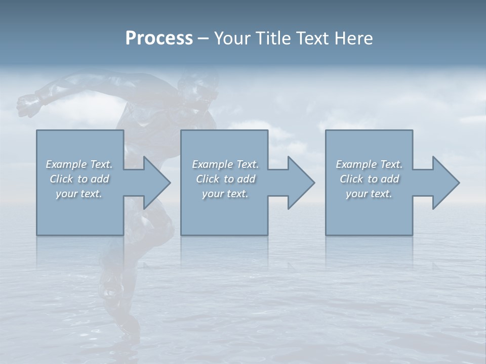 Liquid Man Run Over The Ocean - 3D Illustration PowerPoint Template