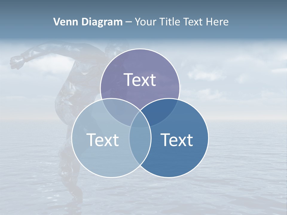 Liquid Man Run Over The Ocean - 3D Illustration PowerPoint Template