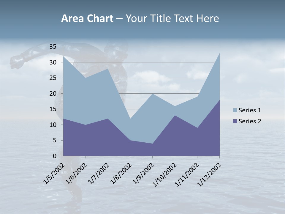Liquid Man Run Over The Ocean - 3D Illustration PowerPoint Template