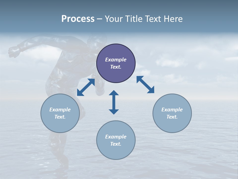 Liquid Man Run Over The Ocean - 3D Illustration PowerPoint Template