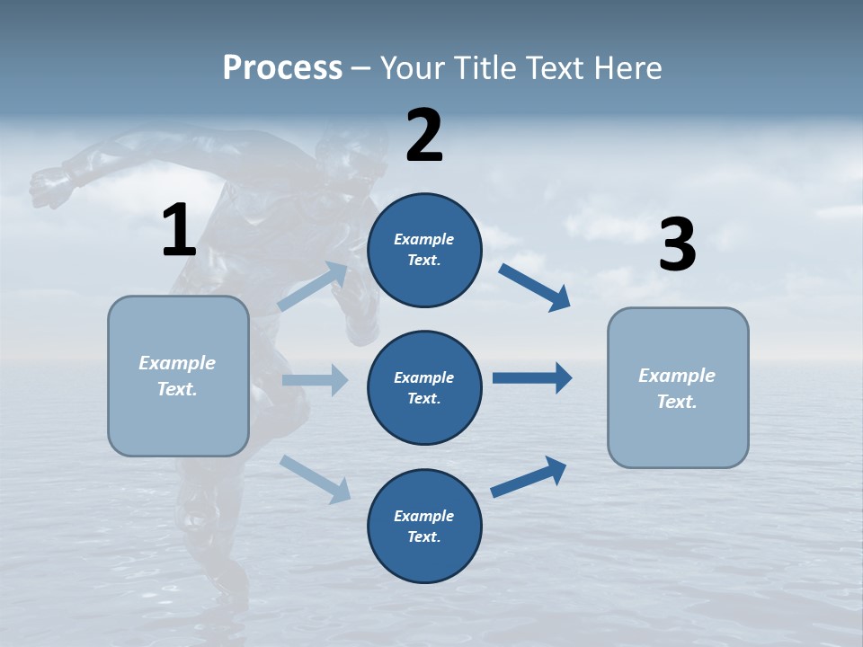 Liquid Man Run Over The Ocean - 3D Illustration PowerPoint Template