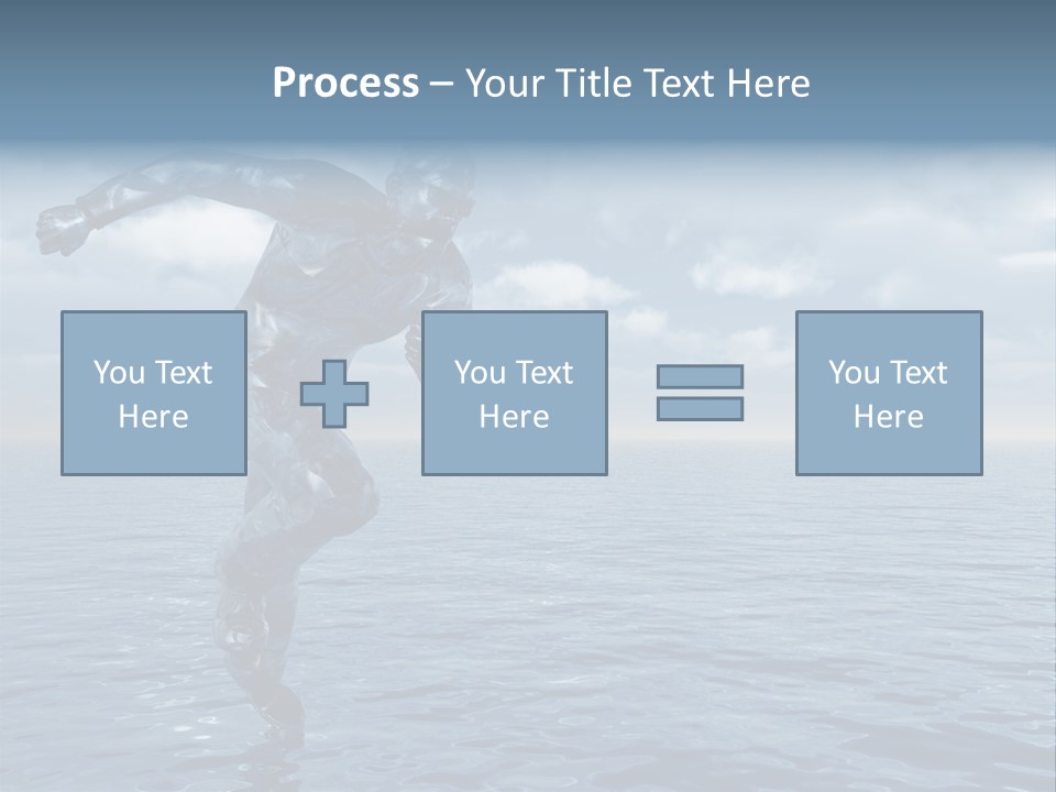 Liquid Man Run Over The Ocean - 3D Illustration PowerPoint Template