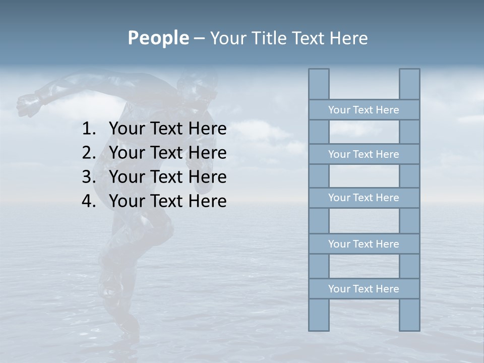 Liquid Man Run Over The Ocean - 3D Illustration PowerPoint Template