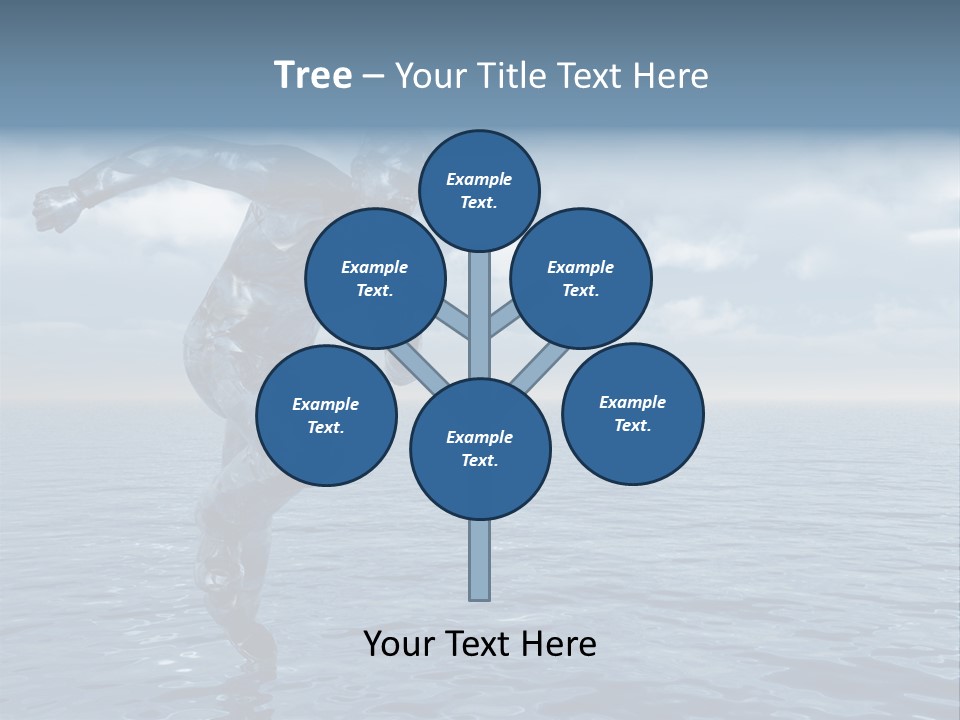 Liquid Man Run Over The Ocean - 3D Illustration PowerPoint Template