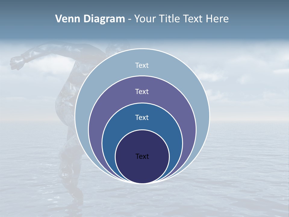 Liquid Man Run Over The Ocean - 3D Illustration PowerPoint Template