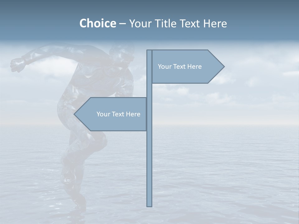 Liquid Man Run Over The Ocean - 3D Illustration PowerPoint Template