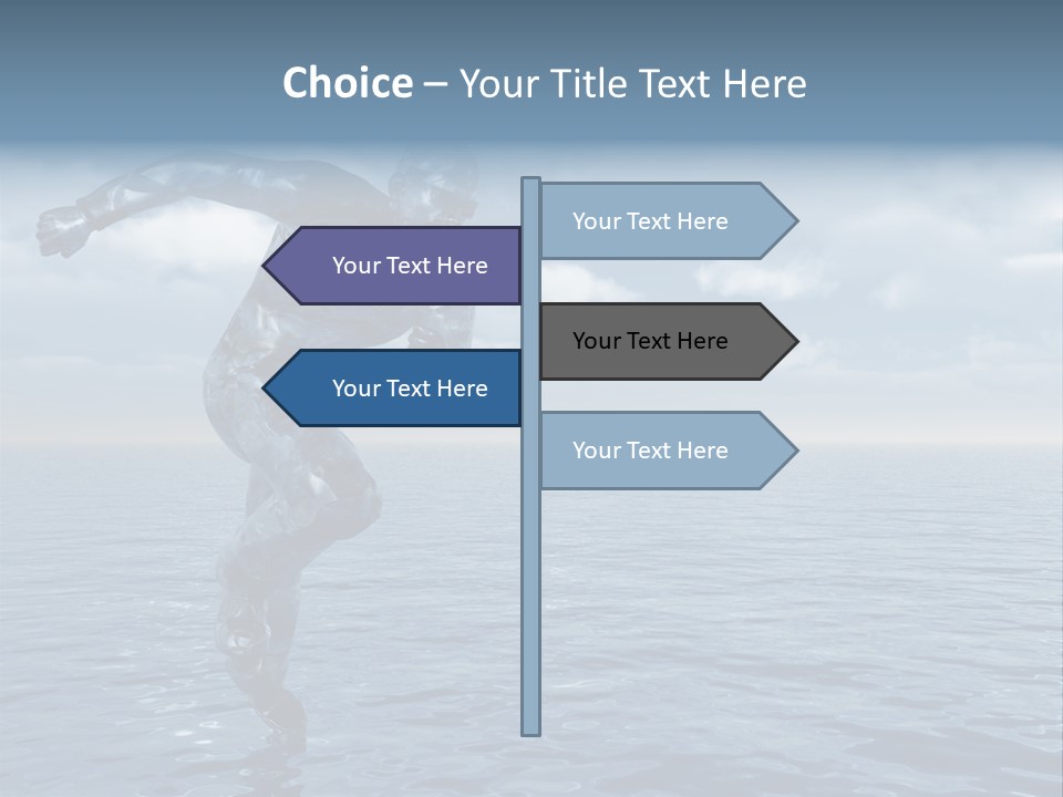 Liquid Man Run Over The Ocean - 3D Illustration PowerPoint Template