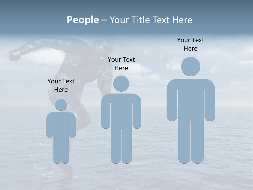 Liquid Man Run Over The Ocean - 3D Illustration PowerPoint Template