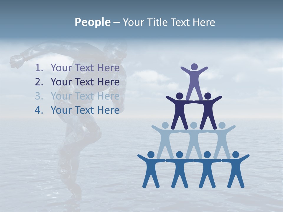 Liquid Man Run Over The Ocean - 3D Illustration PowerPoint Template