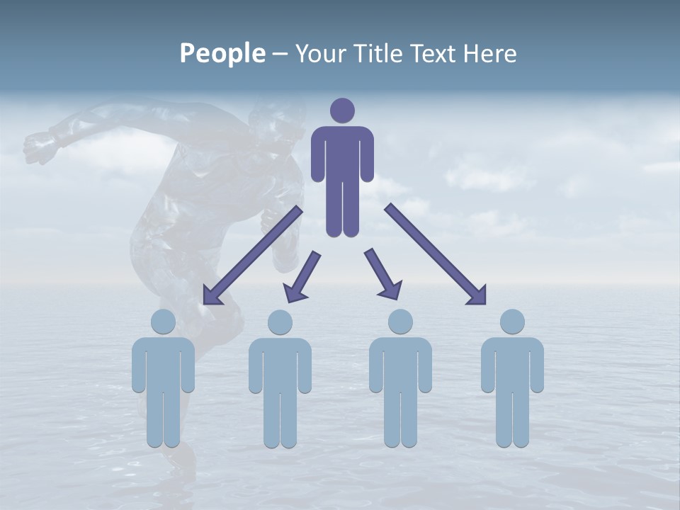 Liquid Man Run Over The Ocean - 3D Illustration PowerPoint Template