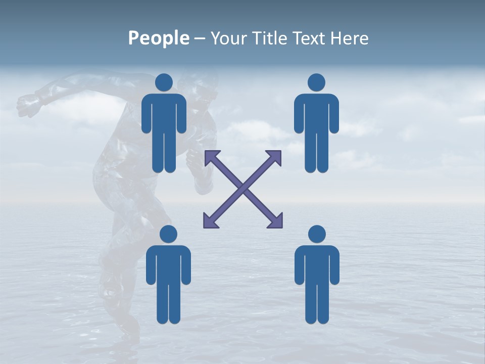 Liquid Man Run Over The Ocean - 3D Illustration PowerPoint Template