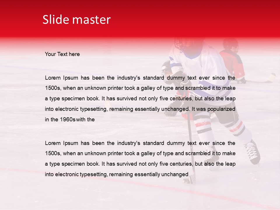 A Young Hockey Player Races With The Puck, Leaving Opponents On Their Knees PowerPoint Template
