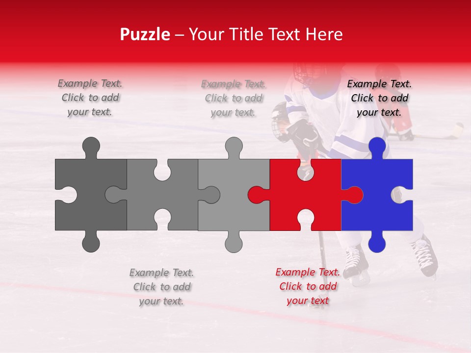 A Young Hockey Player Races With The Puck, Leaving Opponents On Their Knees PowerPoint Template